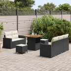 Conjunto de sofá de jardín 8 pcs Negro y crema ratán sintético