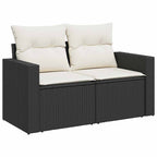 Conjunto de sofá de jardín 8 pcs Negro y crema ratán sintético