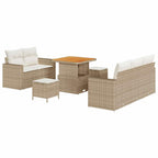 Conjunto de sofá de jardín 8 pcs Beige y Crema ratán sintético