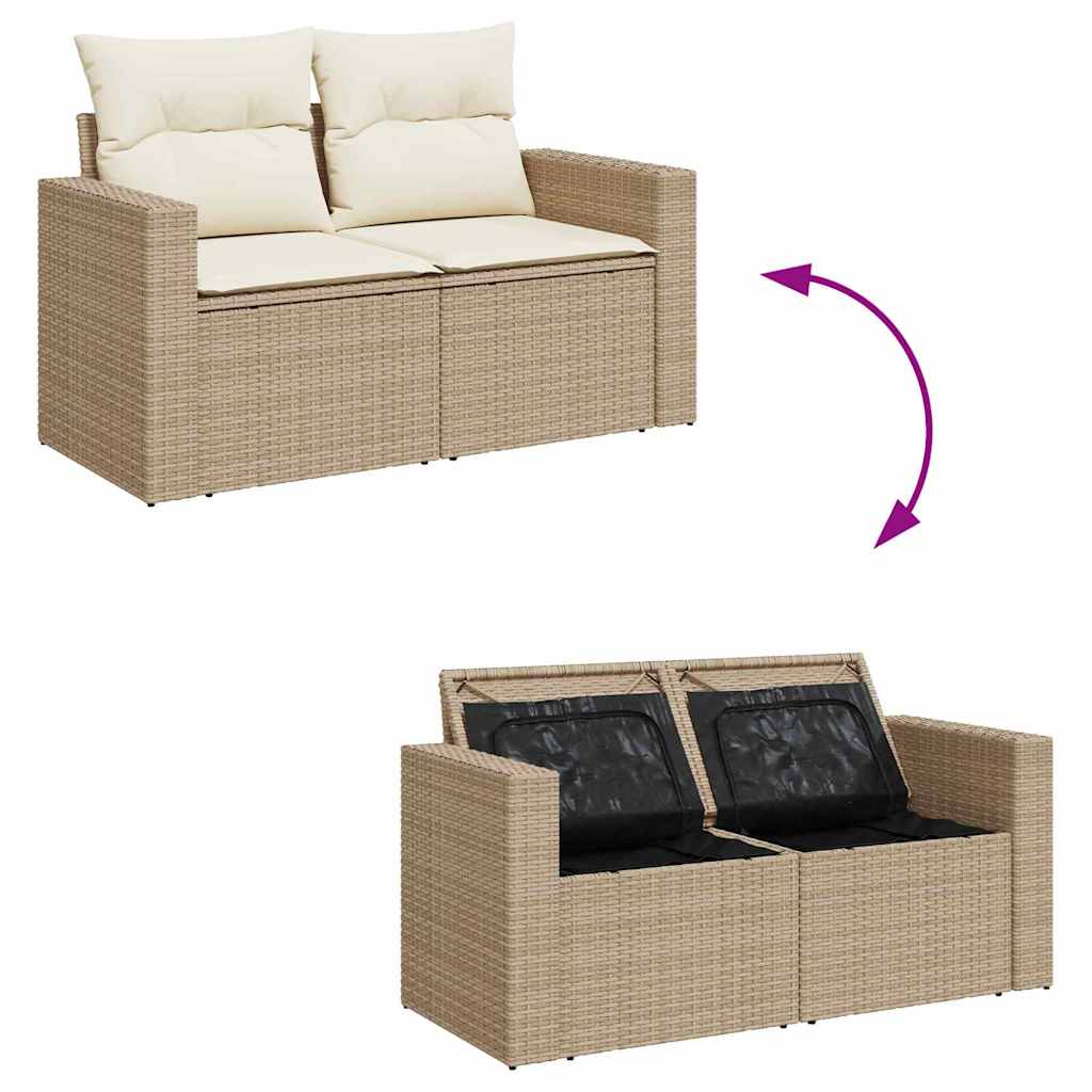 Conjunto de sofá de jardín 8 pcs Beige y Crema ratán sintético