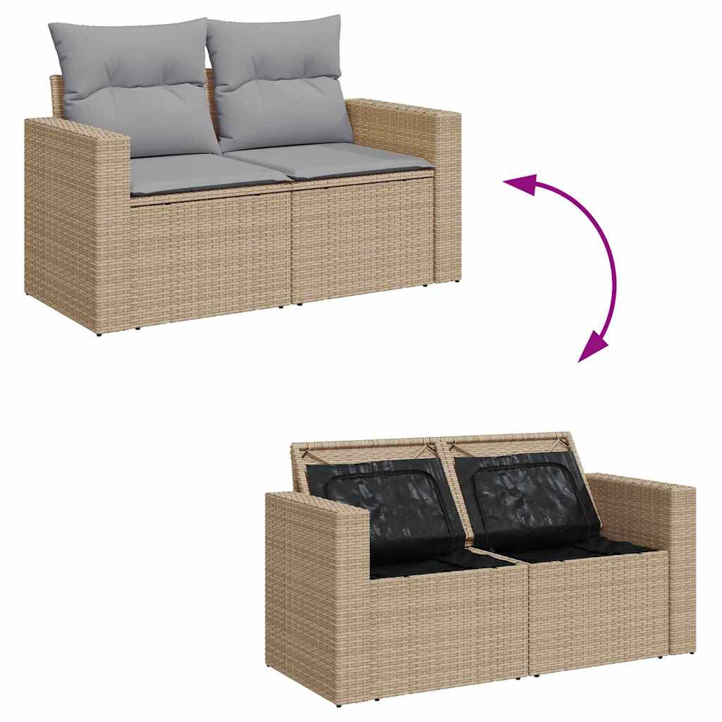 Conjunto de sofá de jardín con cojín 8 pcs beige y gris claro