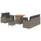 Conjunto de sofá de jardín con cojín Manual 8 pcs Gris