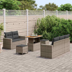 Conjunto de sofá de jardín con cojín 8 pcs Gris ratán sintético