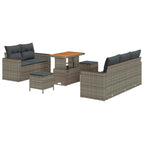 Conjunto de sofá de jardín con cojín 8 pcs Gris ratán sintético