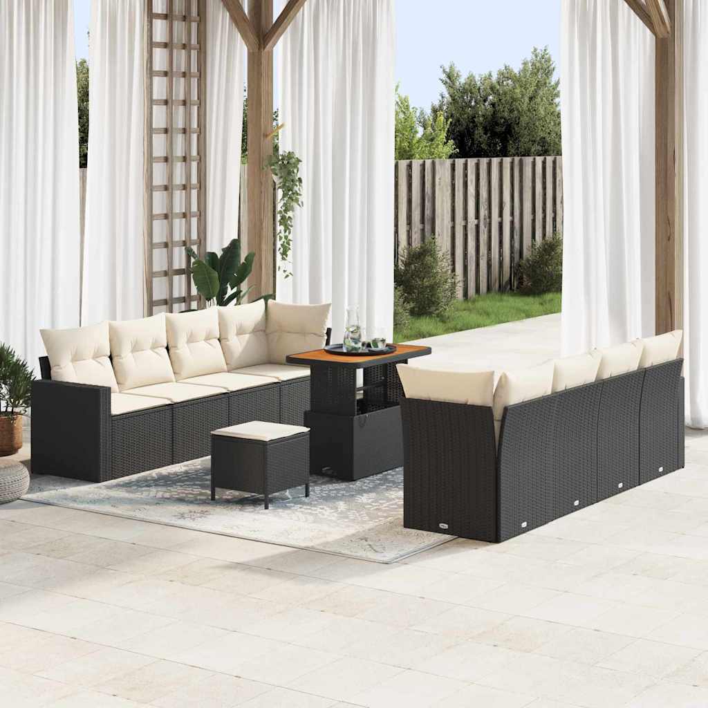 Conjunto de sofás de jardín 9 pcs Negro y Turquesa