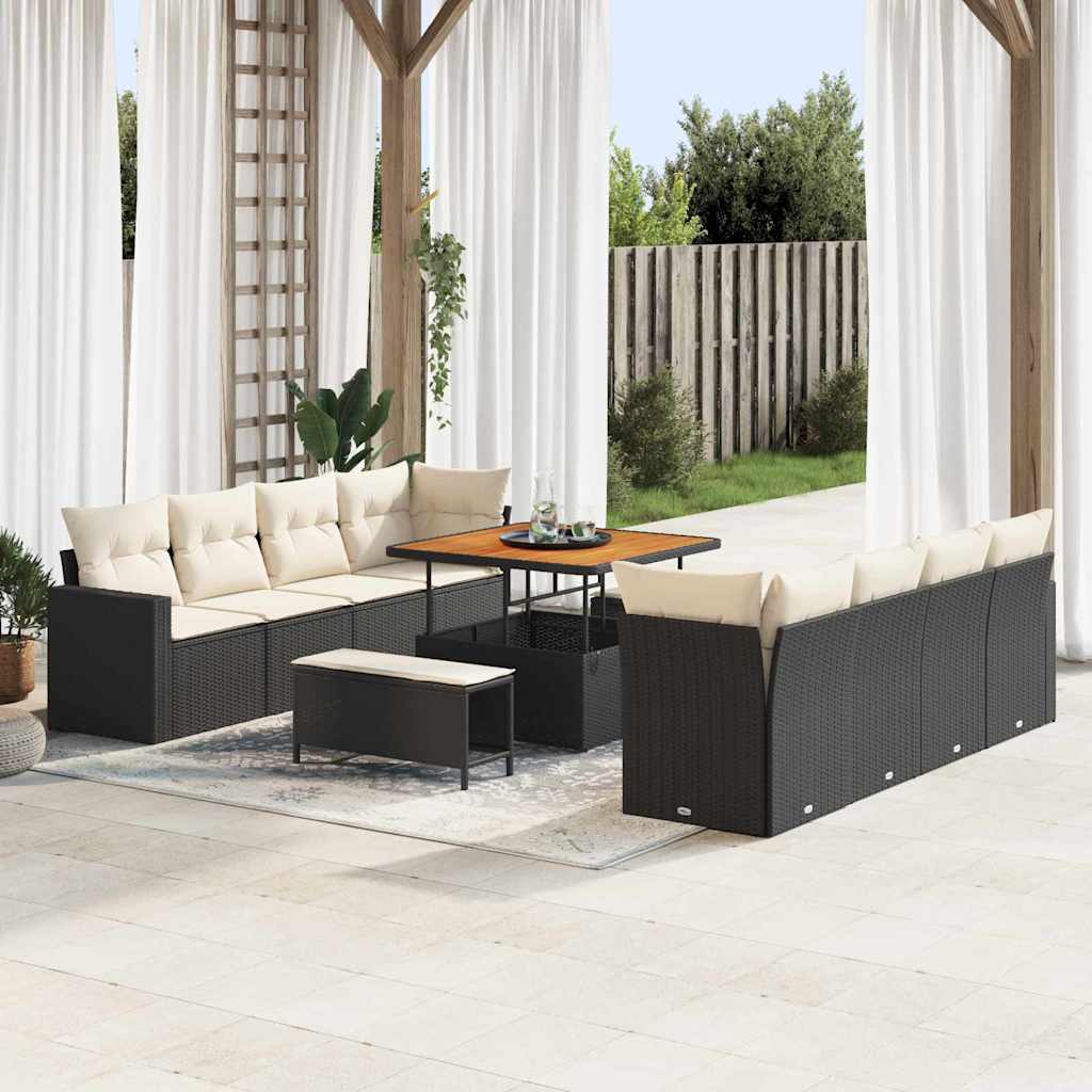 Conjunto de sofás de jardín 9 pcs Negro y Turquesa