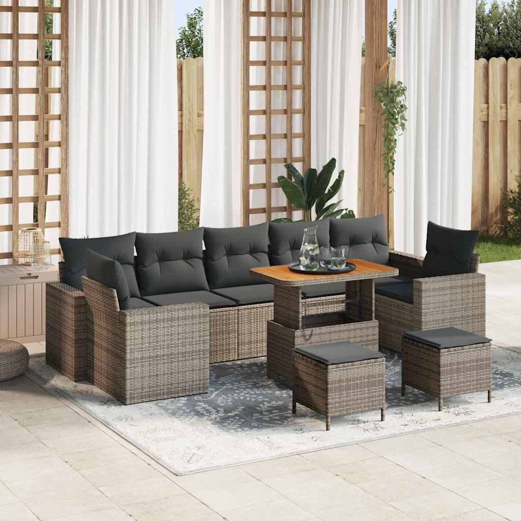 Conjunto de sofás de jardín 13 pcs Gris ratán sintético