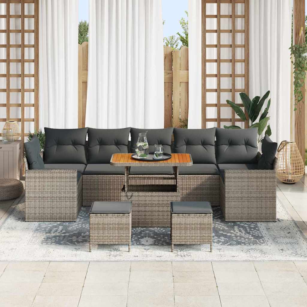 Conjunto de sofás de jardín 13 pcs Gris ratán sintético