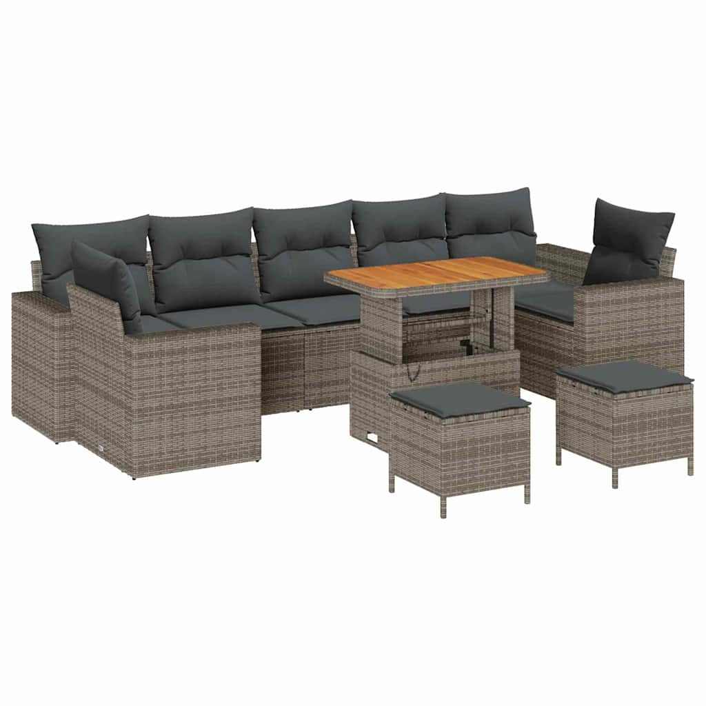 Conjunto de sofás de jardín 13 pcs Gris ratán sintético