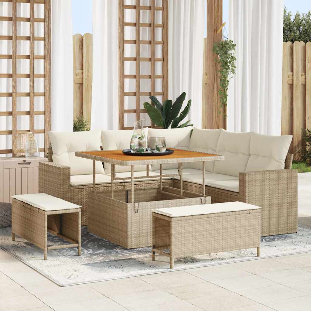 Conjunto de sofás de jardim 10 peças Vime sintético cinzento