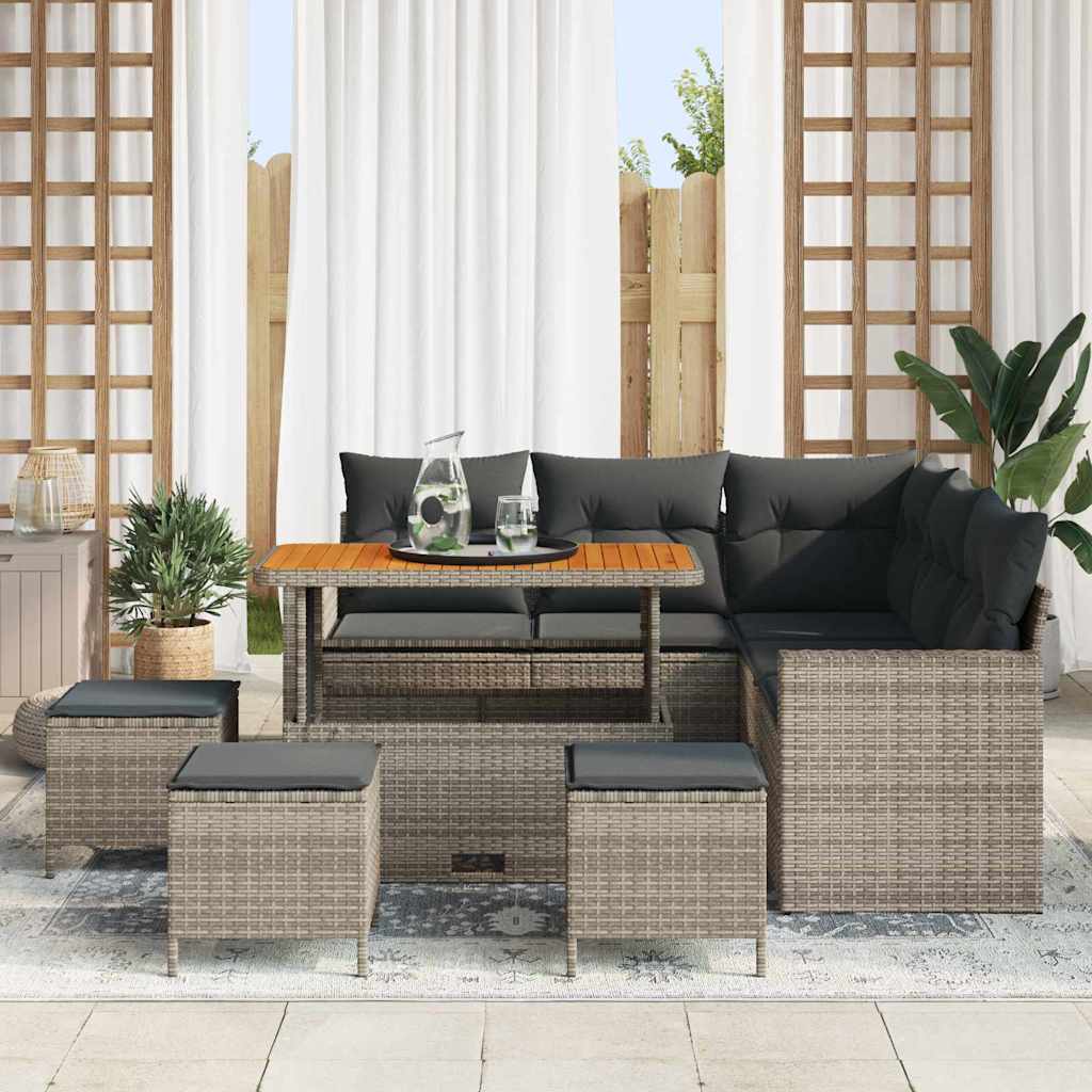 Conjunto de sofás de jardín 10 pcs Gris ratán sintético