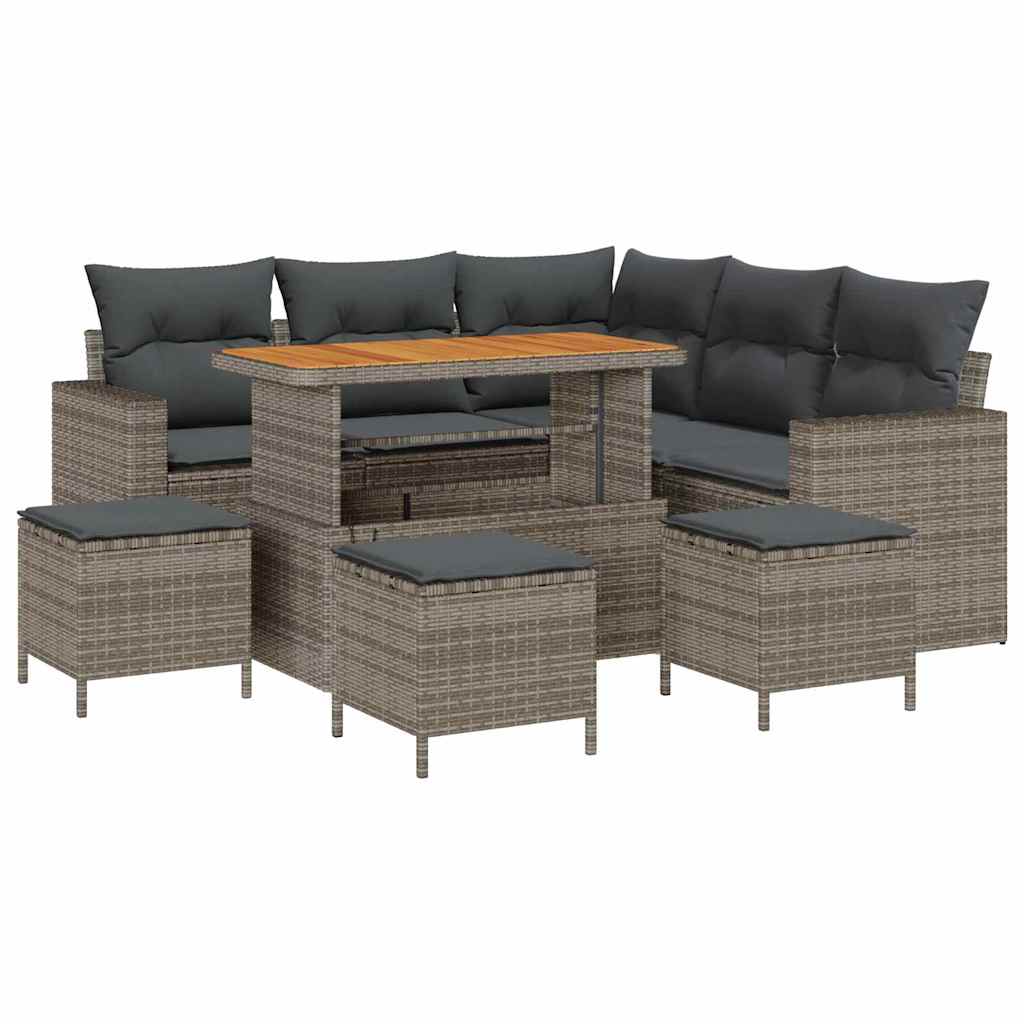 Conjunto de sofás de jardín 10 pcs Gris ratán sintético