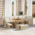 Conjunto de sofás de jardín con cojín 11 pcs Beige y Crema