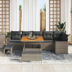 Conjunto de sofás de jardín 11 pcs Gris ratán sintético
