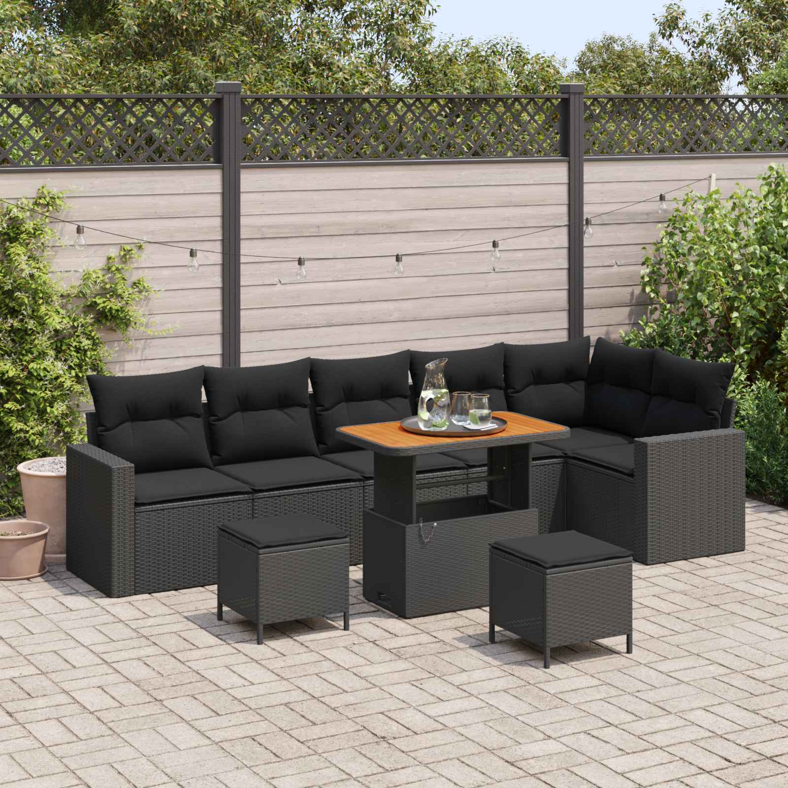 Conjunto de sofás de jardín 11 pcs Gris ratán sintético