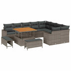 Conjunto de sofás de jardín 13 pcs Gris ratán sintético