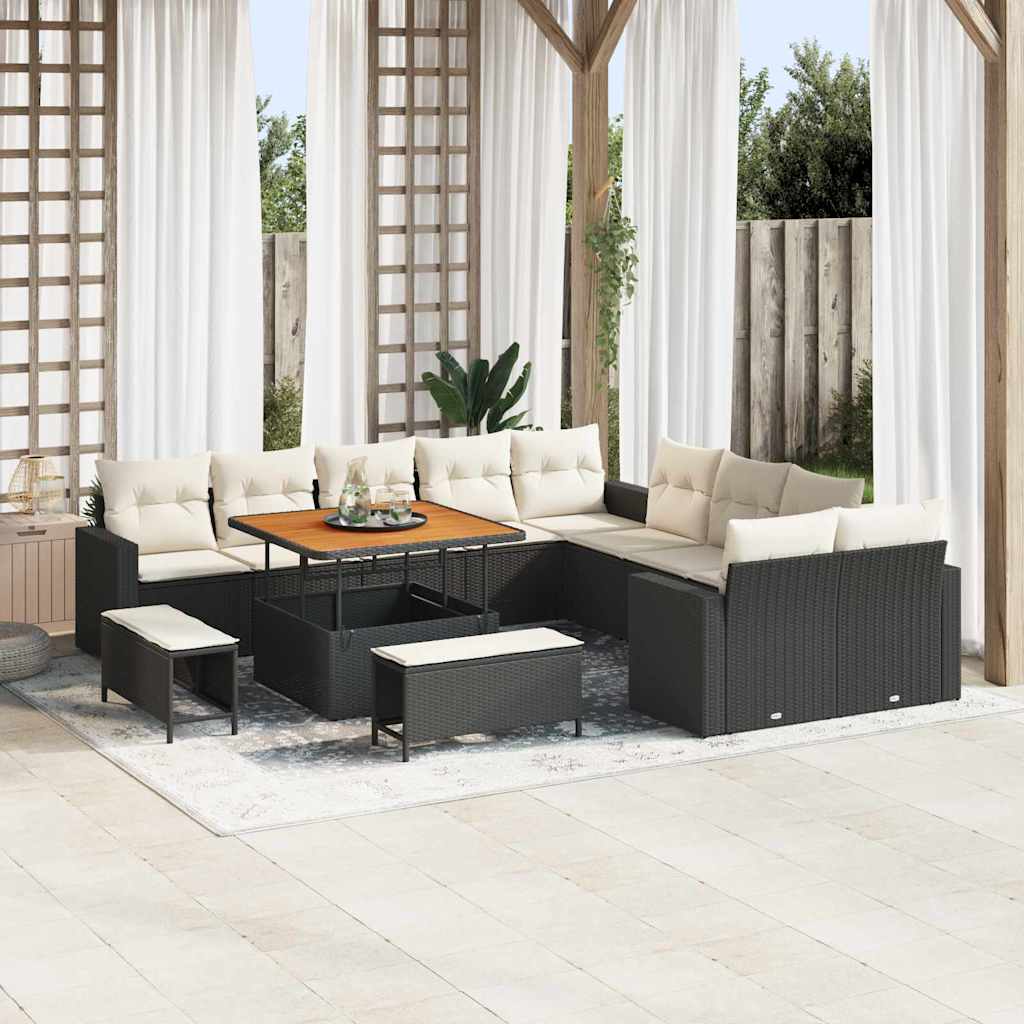 Conjunto de sofás de jardín con cojín 17 pcs Beige y Crema