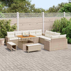 Conjunto de sofás de jardín con cojín 17 pcs Beige y Crema
