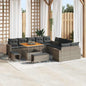 Conjunto de sofás de jardim 17 peças Cinzento vime sintético
