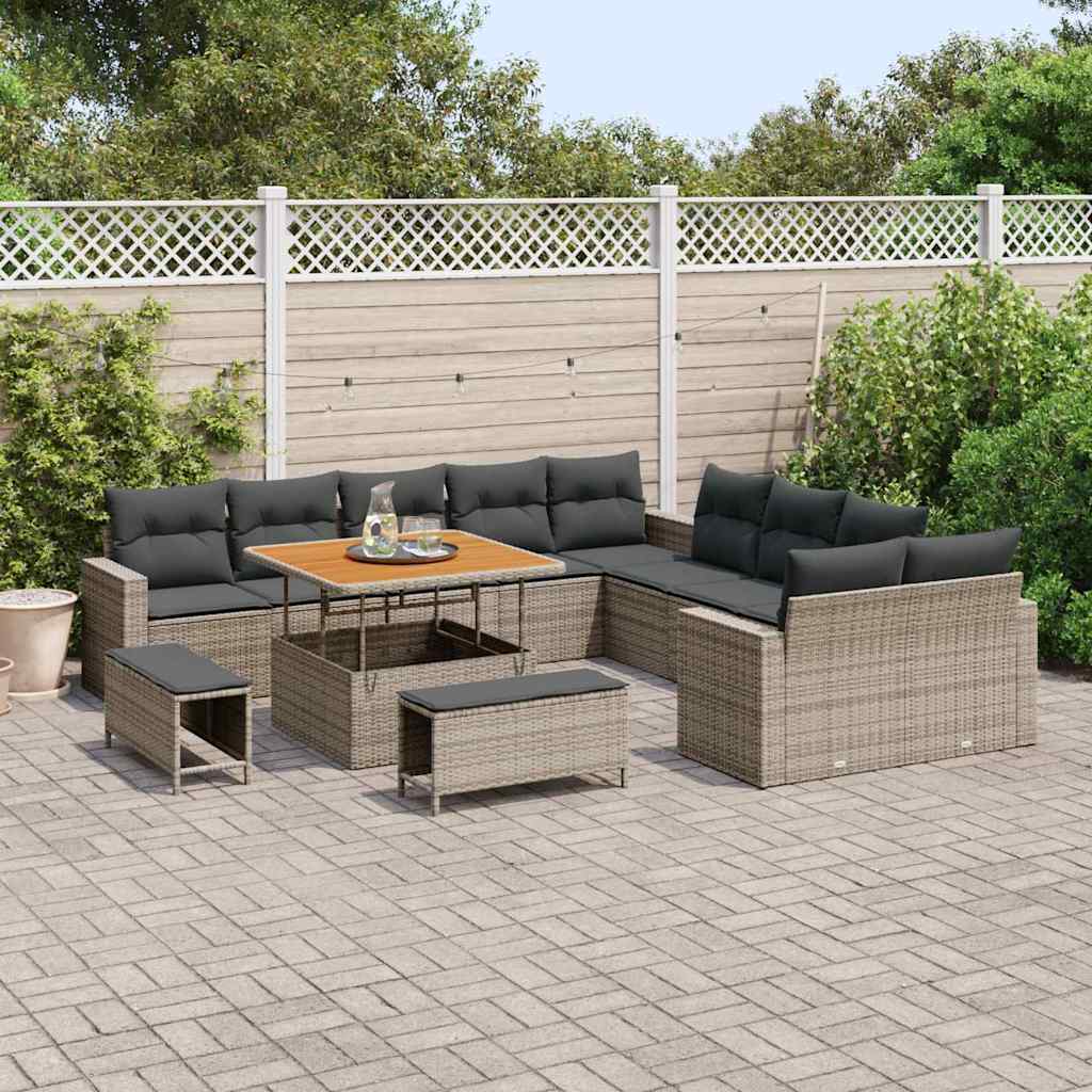 Conjunto de sofás de jardín 17 pcs Gris ratán sintético