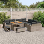 Conjunto de sofás de jardín 17 pcs Gris ratán sintético