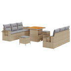 Conjunto de sofá de jardín con cojín 9 pcs beige y gris claro
