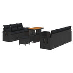 Conjunto de sofá de jardín con cojín 10 pcs Negro