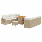 Conjunto de sofá de jardín 11 pcs Beige y Crema ratán sintético