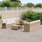 Conjunto de sofá de jardim 11 peças Rattan sintético Bege e Creme