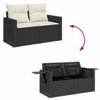 Conjunto de sofás de jardín con cojín 13 pcs Negro y crema