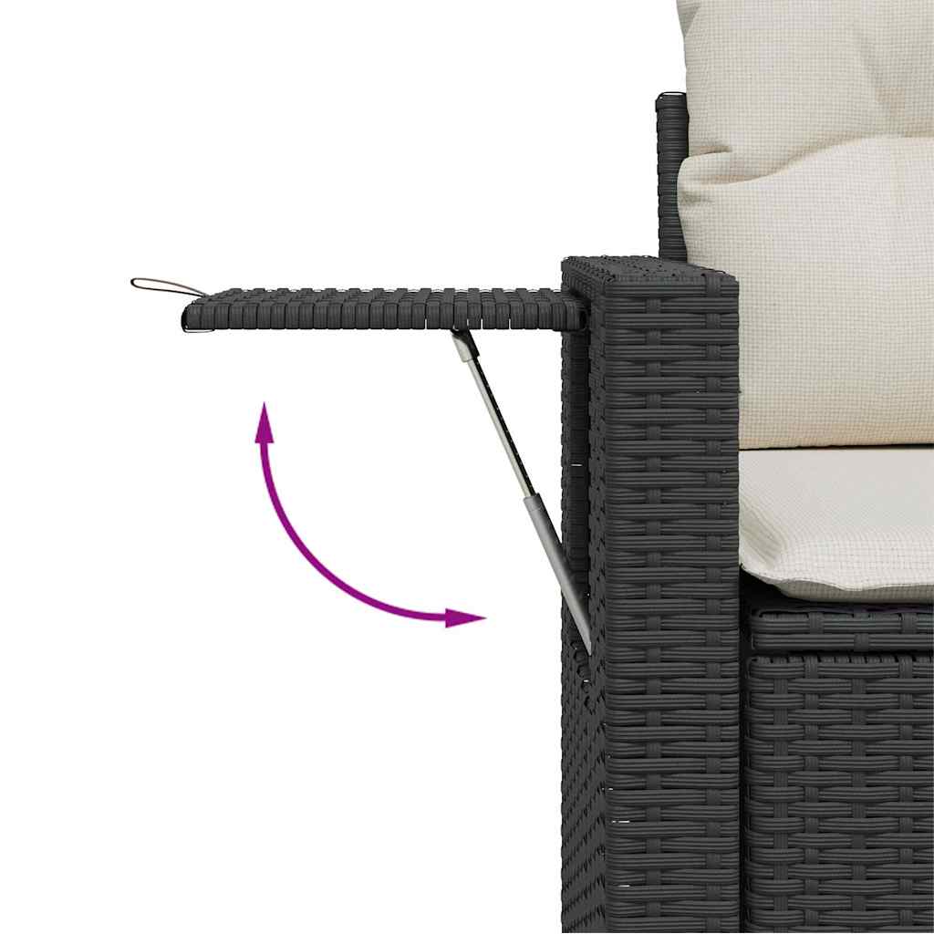 Conjunto de sofás de jardín con cojín 13 pcs Negro y crema