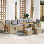 Conjunto de sofás de jardín con cojín 10 pcs Beige y Gris Claro