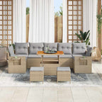 Conjunto de sofás de jardín con cojín 10 pcs Beige y Gris Claro
