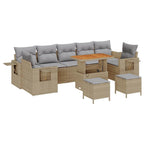 Conjunto de sofás de jardín con cojín 10 pcs Beige y Gris Claro