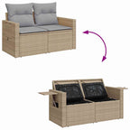 Conjunto de sofás de jardín con cojín 10 pcs Beige y Gris Claro