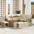Conjunto de sofás de jardín 9 pcs Beige y Crema ratán sintético