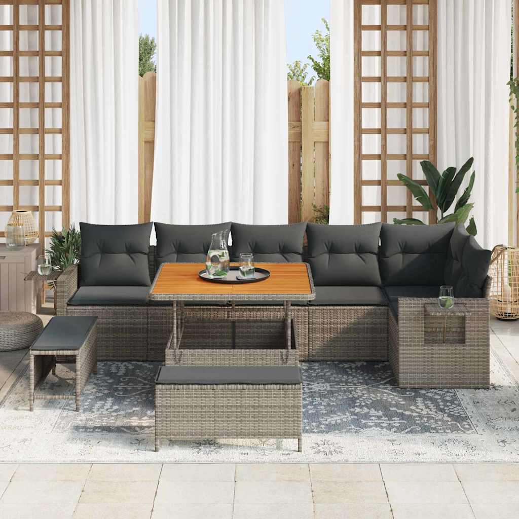 Conjunto de sofás de jardín 11 pcs Gris ratán sintético