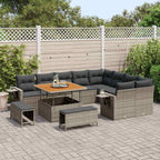 Conjunto de sofás de jardín 12 pcs Gris ratán sintético