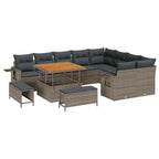 Conjunto de sofás de jardín 12 pcs Gris ratán sintético