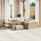 Conjunto de sofá de jardín 13 pcs Beige ratán sintético