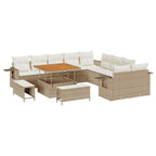 Conjunto de sofá de jardín 13 pcs Beige ratán sintético