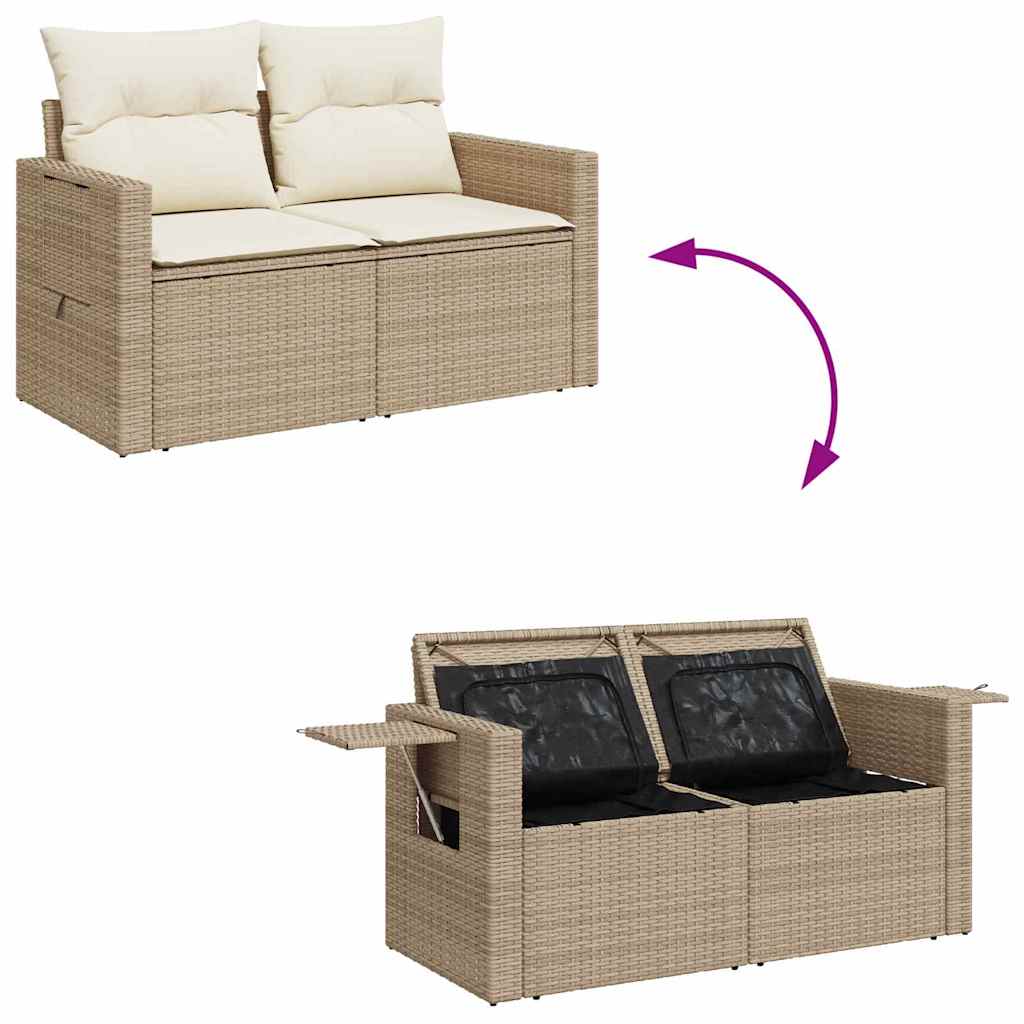 Conjunto de sofá de jardín 13 pcs Beige ratán sintético