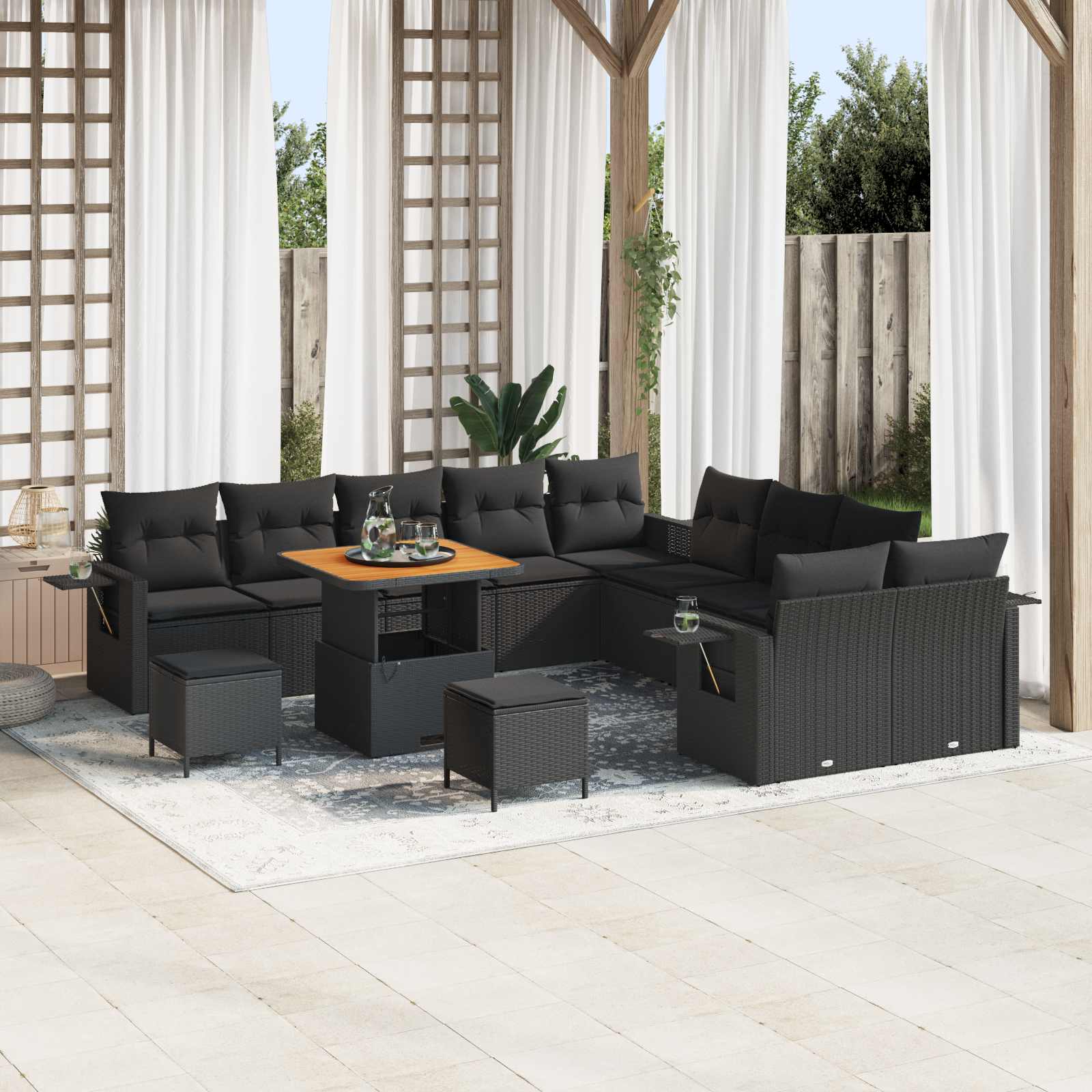 Conjunto de sofá de jardín 13 pcs Beige ratán sintético