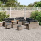 Conjunto de sofá de jardín con cojín Gris ratán sintético