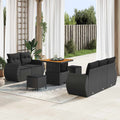 Conjunto de sofá de jardín 8 pcs Negro ratán sintético