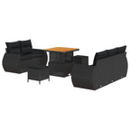 Conjunto de sofá de jardín 8 pcs Negro ratán sintético