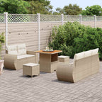 Conjunto de sofá de jardín 8 pcs Beige y Crema ratán sintético