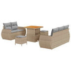 Conjunto de sofá de jardín con cojín 8 pcs Beige y Gris Claro