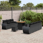 Conjunto de sofá de jardín 10 pcs Negro ratán sintético