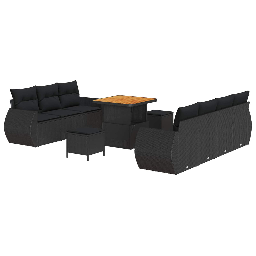 Conjunto de sofá de jardín 10 pcs Negro ratán sintético